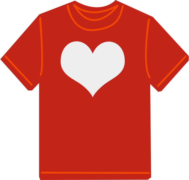 Red Tshirt White Heart Graphic