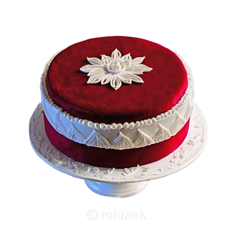 Red Velvet Cake With Fondant Decoration Png Vet