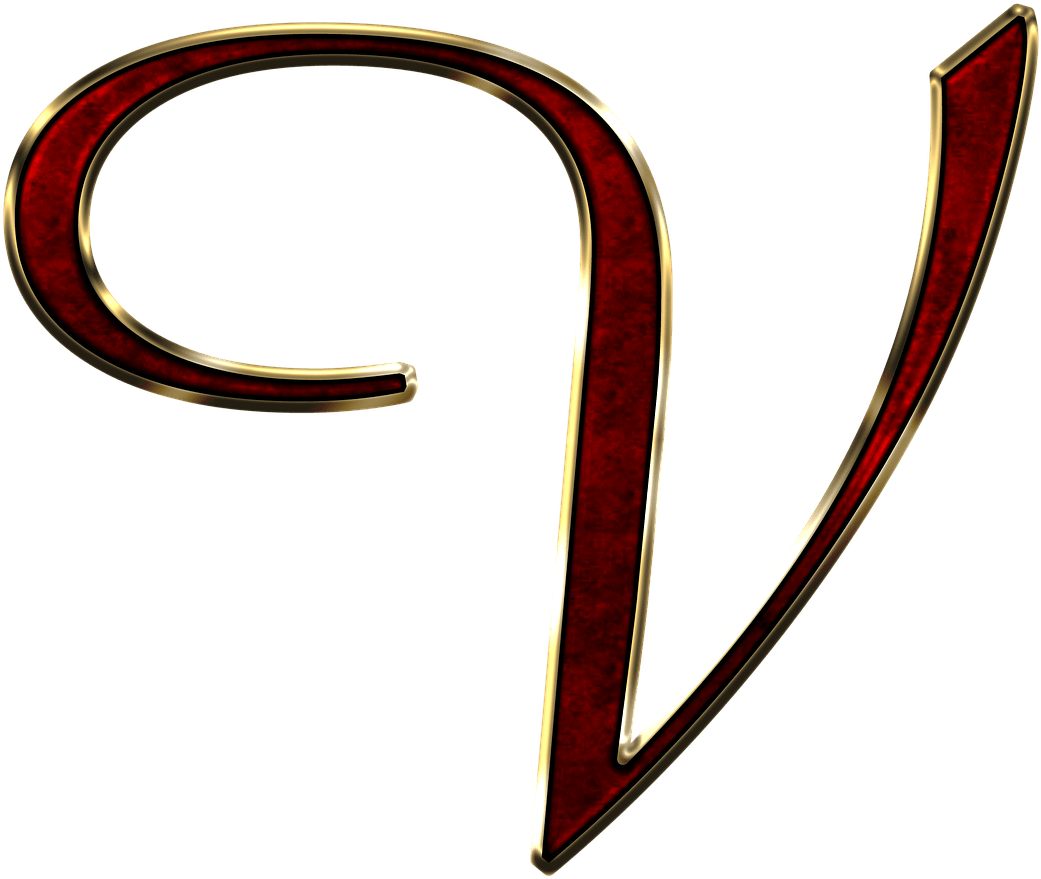 Red Velvet Gold Trim Letter V