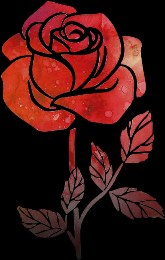 Red Watercolor Rose Artwork