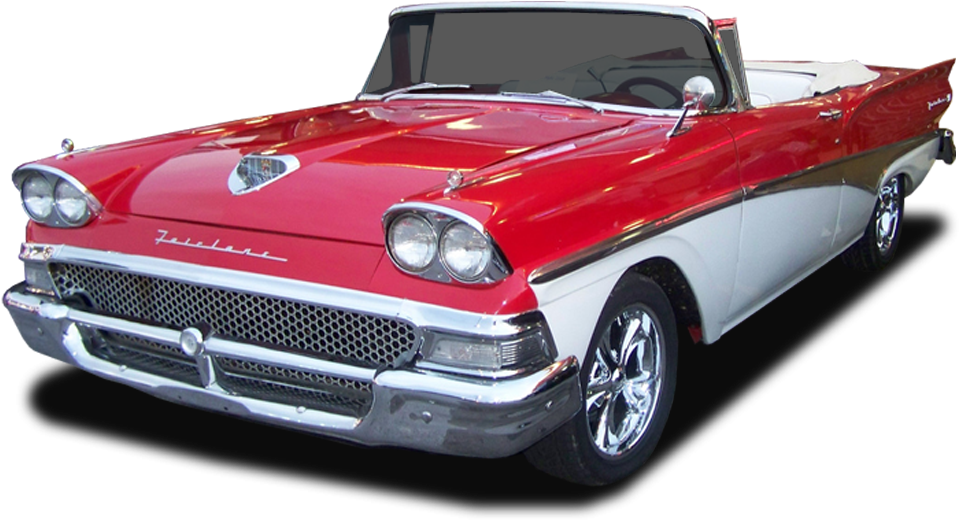 Red White Vintage Ford Thunderbird Convertible