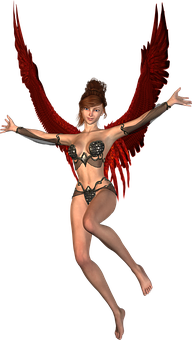 Red Winged Fantasy Figure