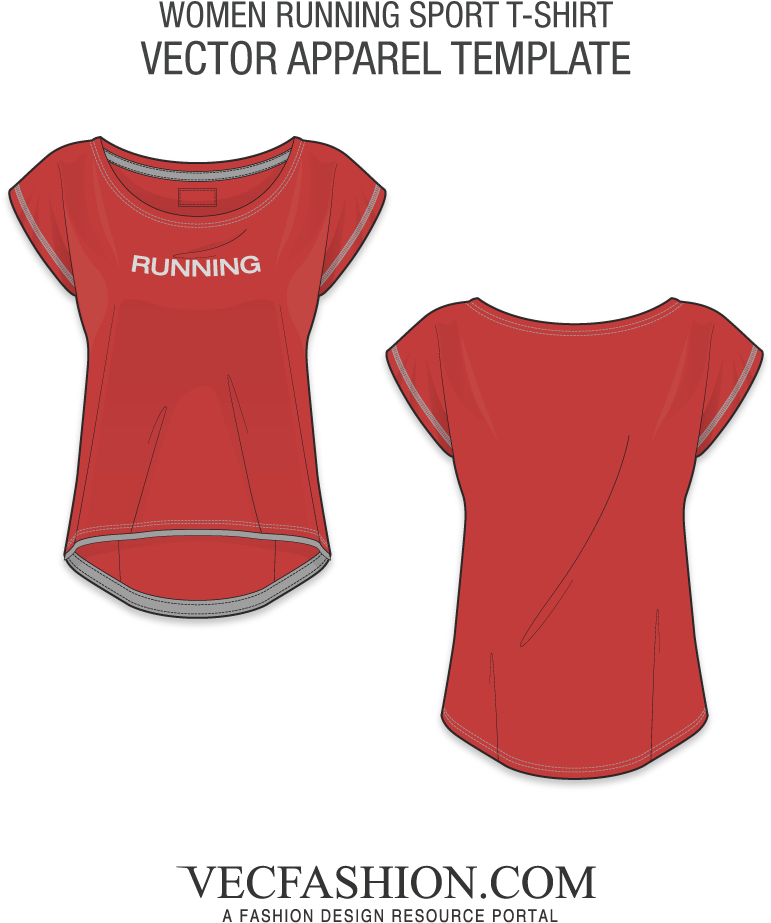 Red Women Running Tshirt Template Vector