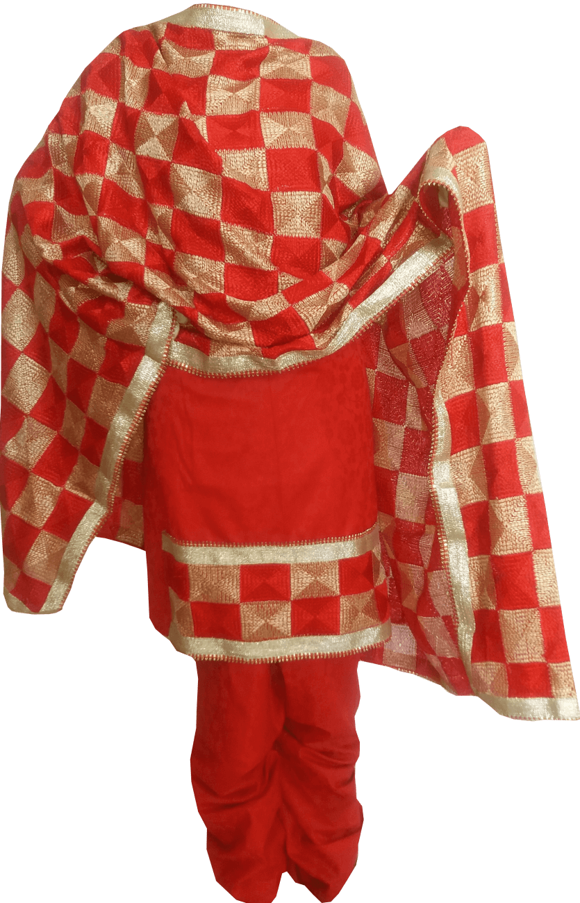 Redand Gold Checkered Salwar Suit