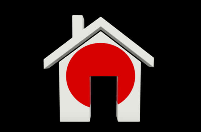 Redand White Home Iconon Black Background