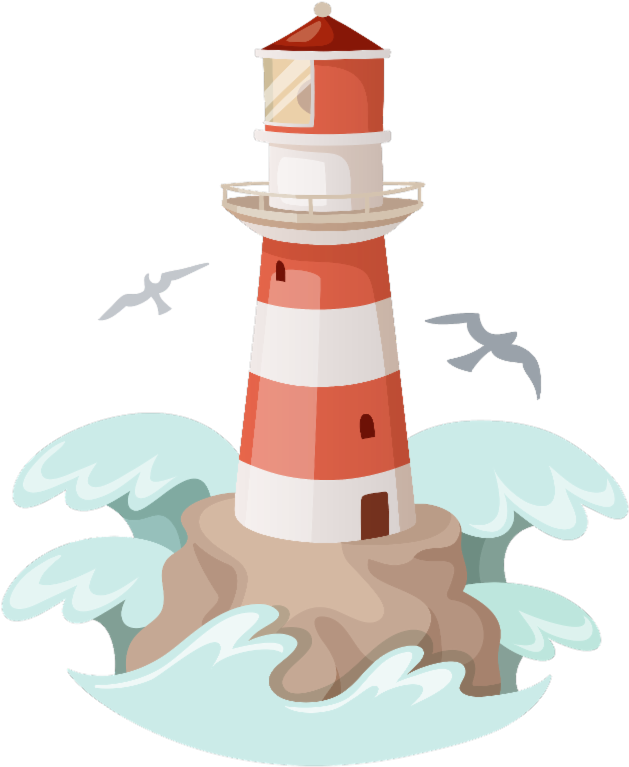 Redand White Lighthouse Illustration