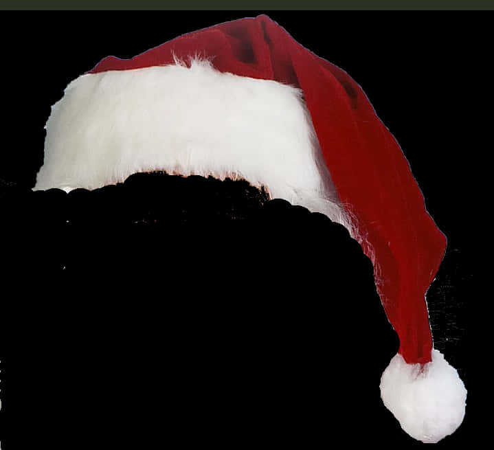 Redand White Santa Hat Black Background