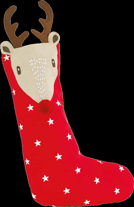 Reindeer Christmas Stocking Red Stars