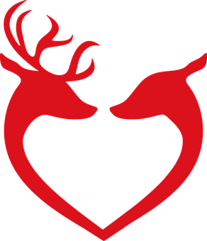 Reindeer Heart Silhouette Graphic