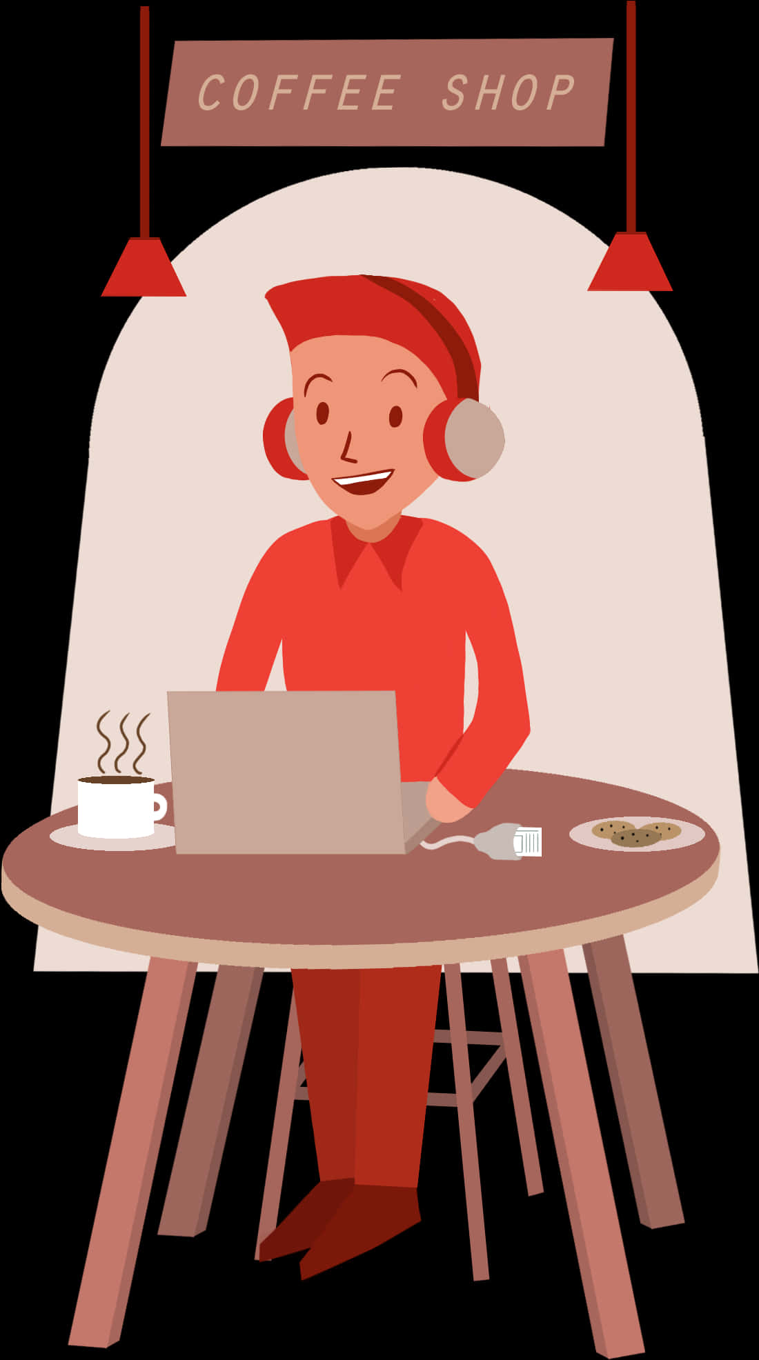 Remote Workat Coffee Shop Illustration