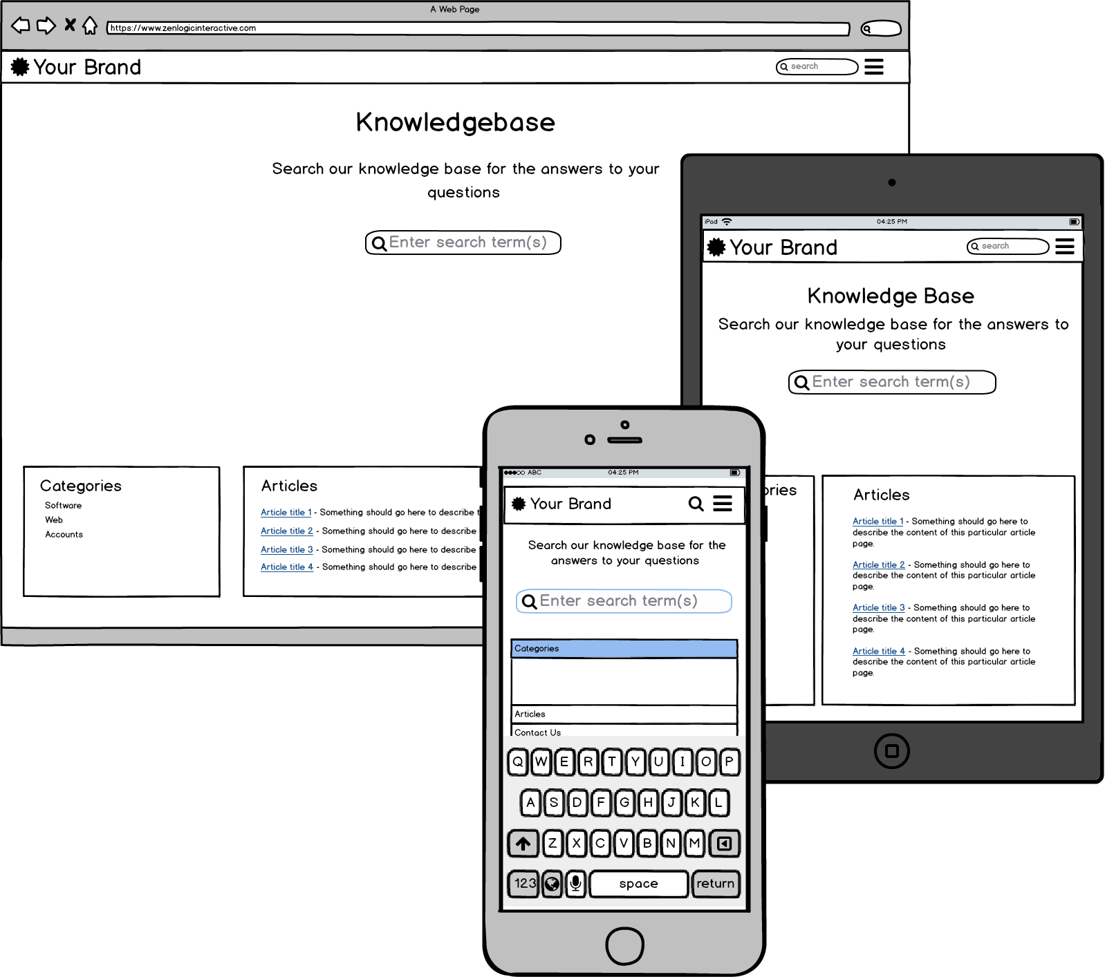 Responsive Design Knowledge Base Mockup