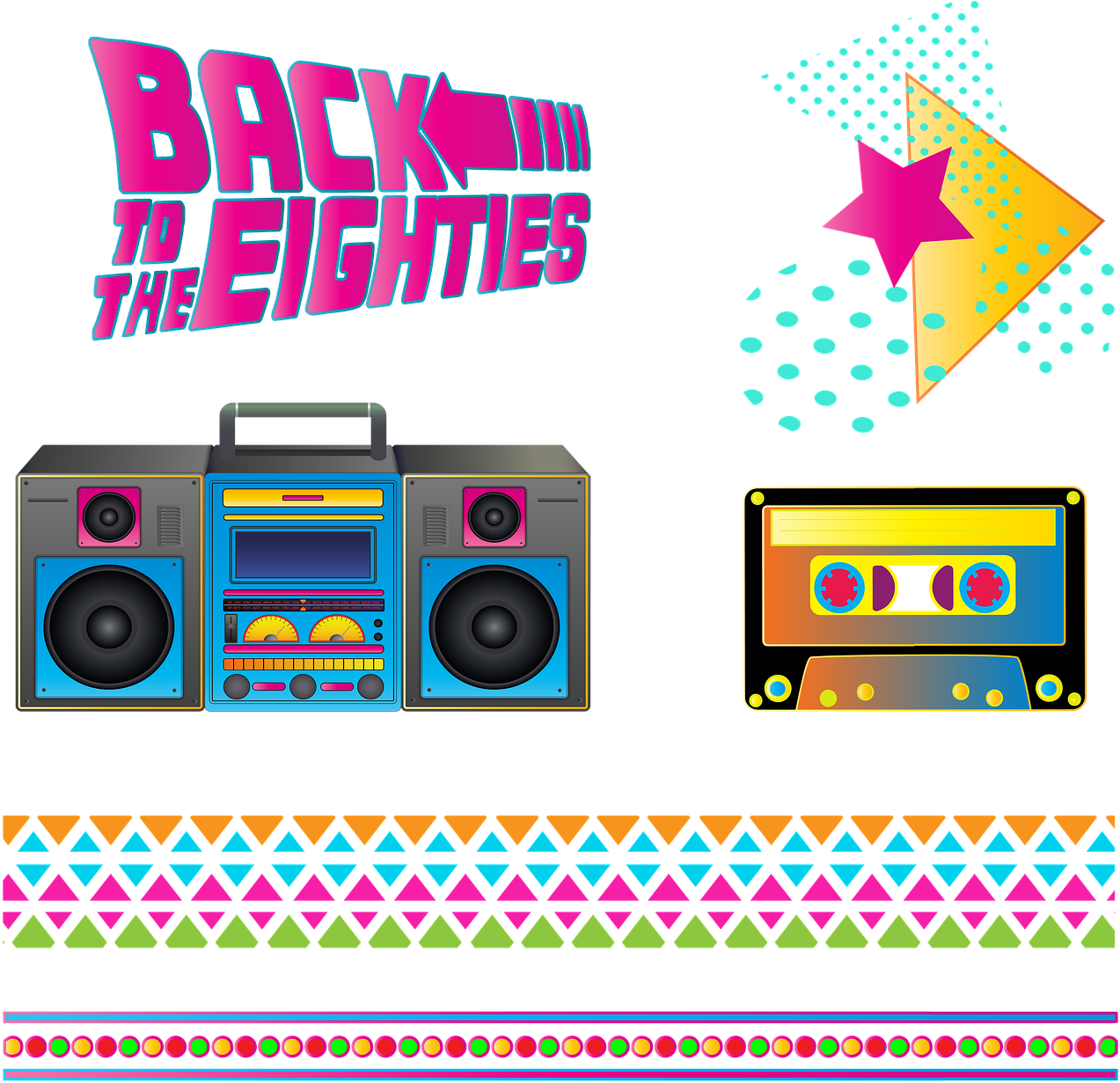 Retro Boombox Eighties Graphic