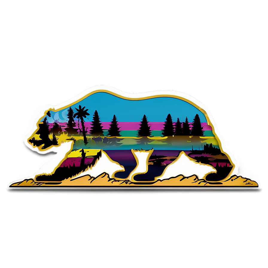 Retro California Bear Emblem Png 28