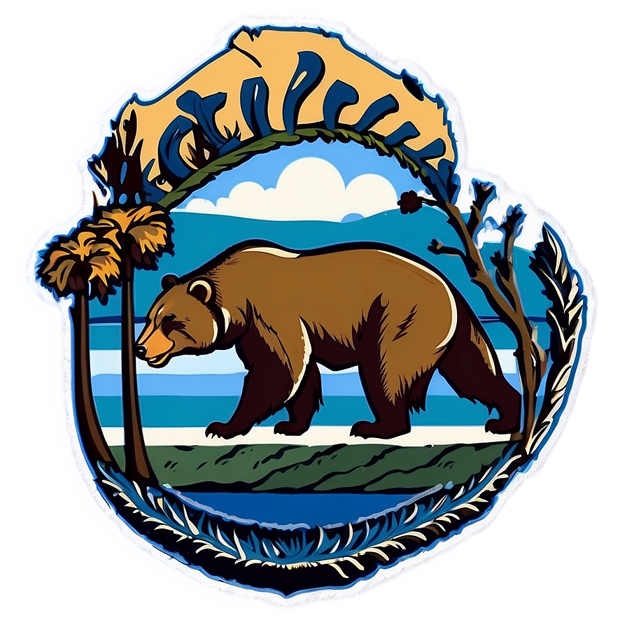 Retro California Bear Emblem Png Oag