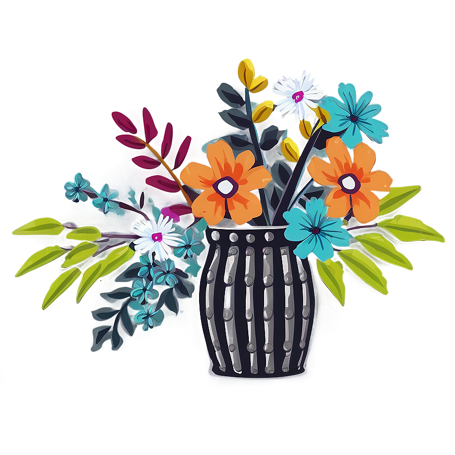 Retro Floral Bouquet Composition Png Ltb75