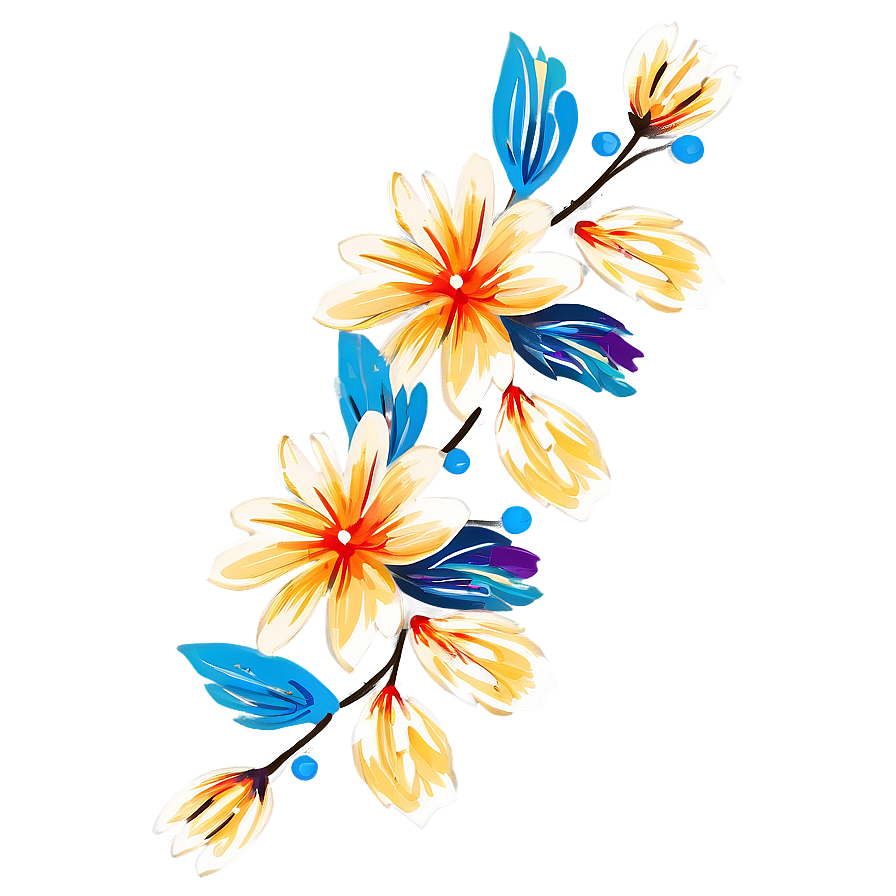 Retro Floral Cascade Png 88