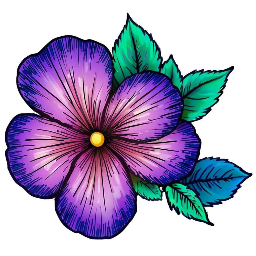 Retro Flower Sketch Png Rum93