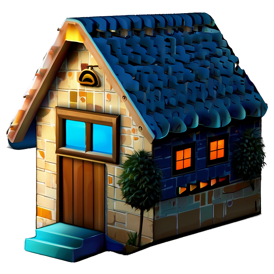 Retro House Emoji Png Bxn