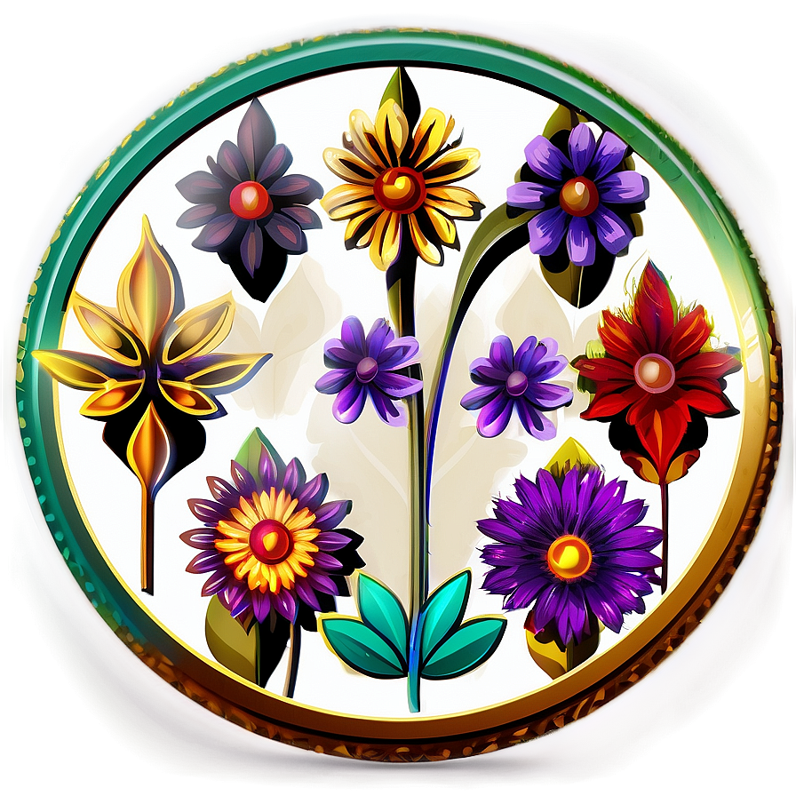 Retro Indie Flower Emblem Png 06252024