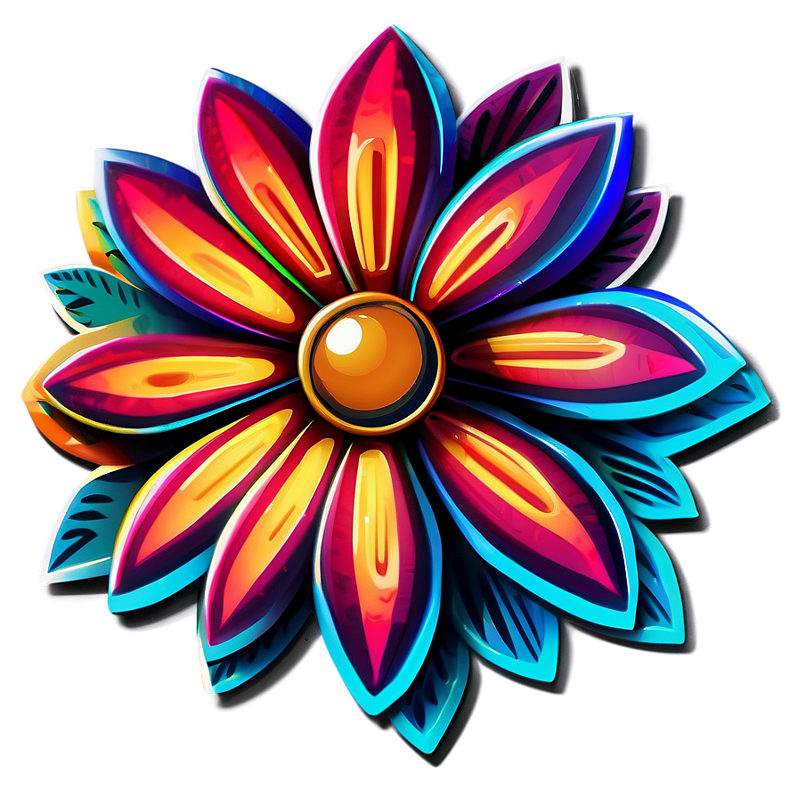 Retro Indie Flower Emblem Png Byt