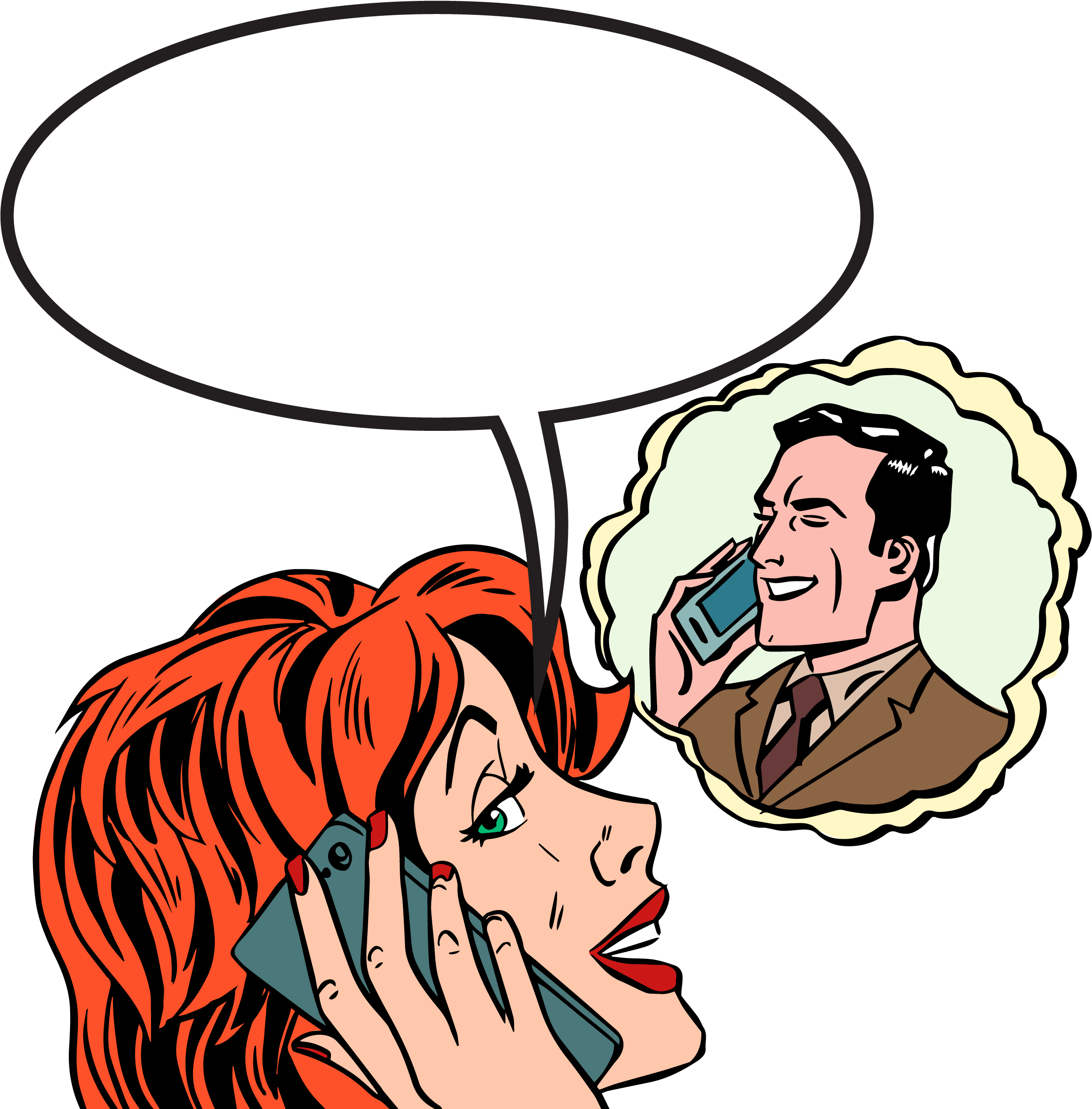 Retro Phone Call Comic Style