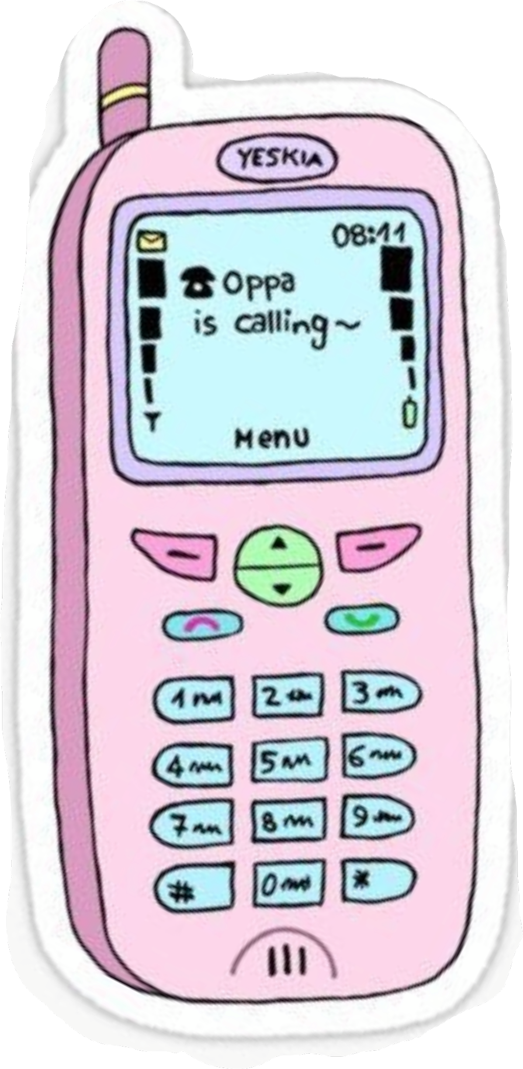 Retro Pink Flip Phone Clipart