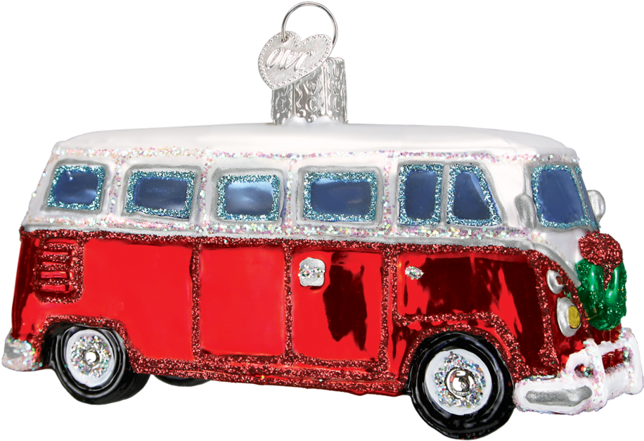 Retro Red Hippie Van Christmas Ornament