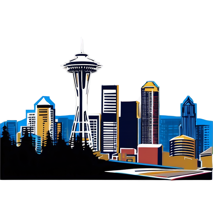 Retro Seattle Skyline Poster Png 06252024