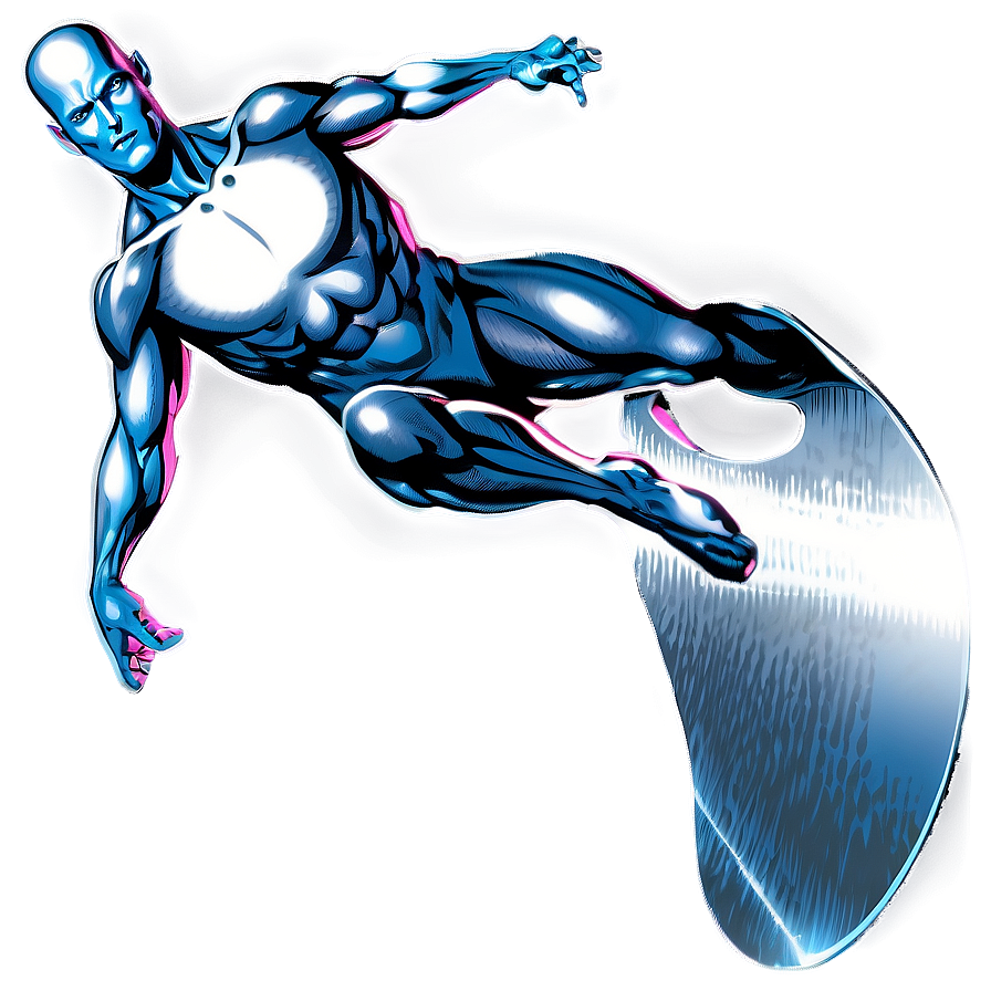 Retro Silver Surfer Poster Png Xmy22