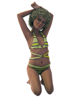 Retro Style Animated Girlin Bikini