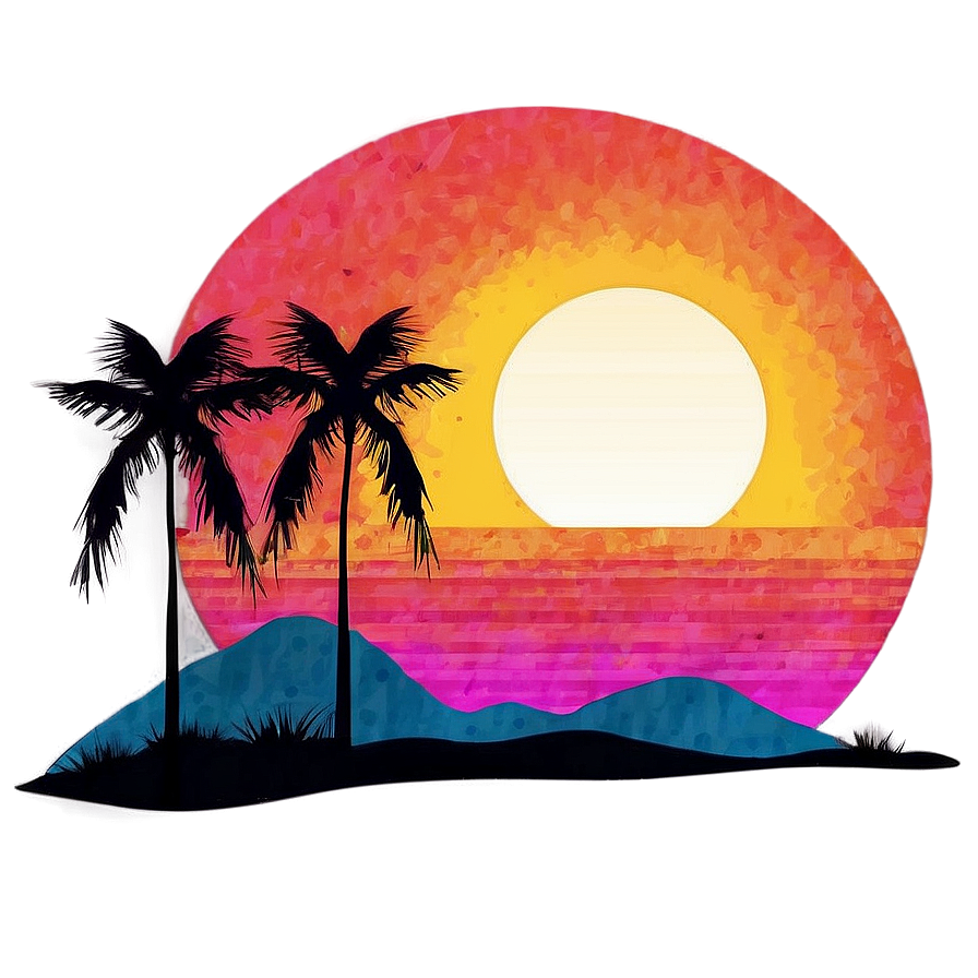 Retro Sunset Graphic Png 2