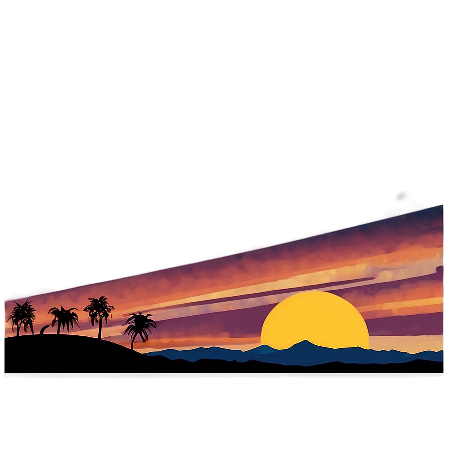 Retro Sunset Scenery Png Jgj