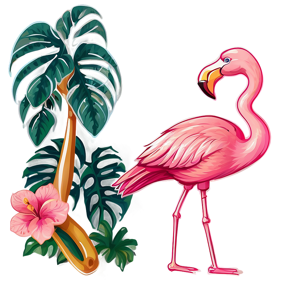 Retro Tropical Flamingo Png Fsh