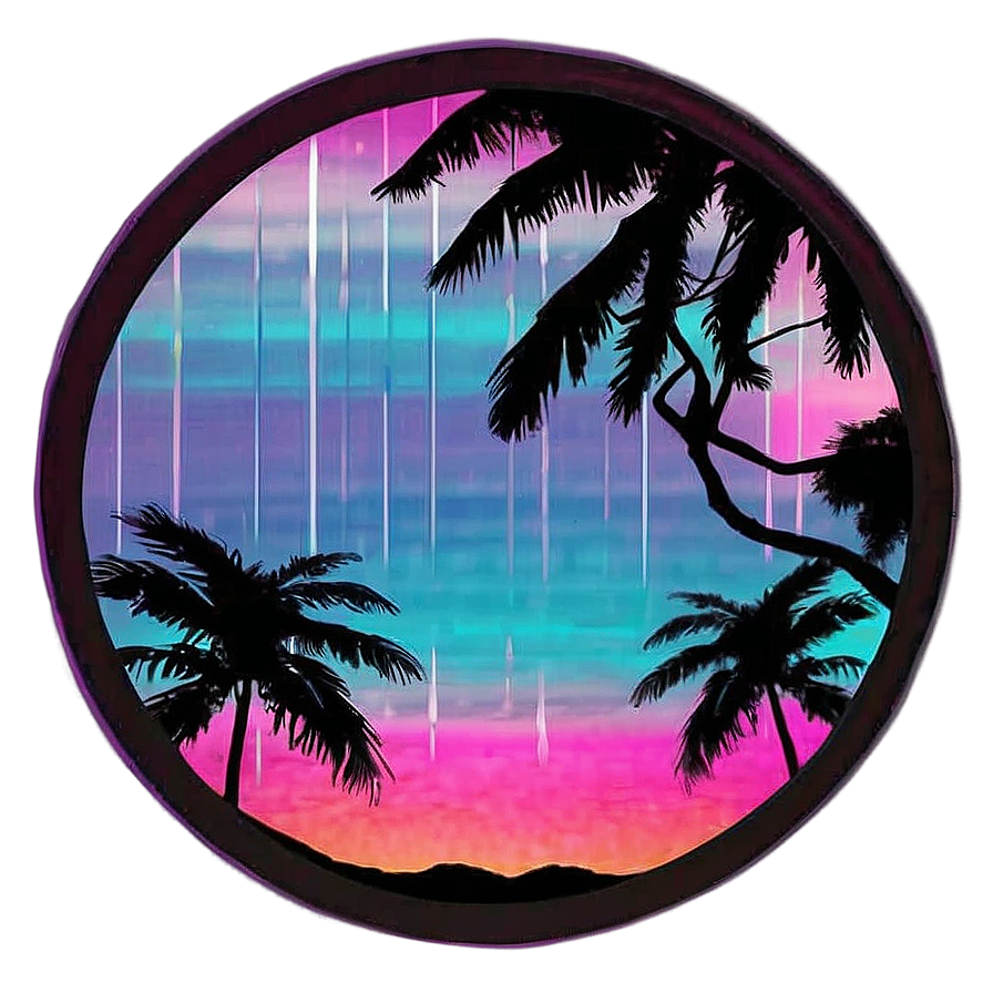 Retro Vaporwave Sunset Png Duo40