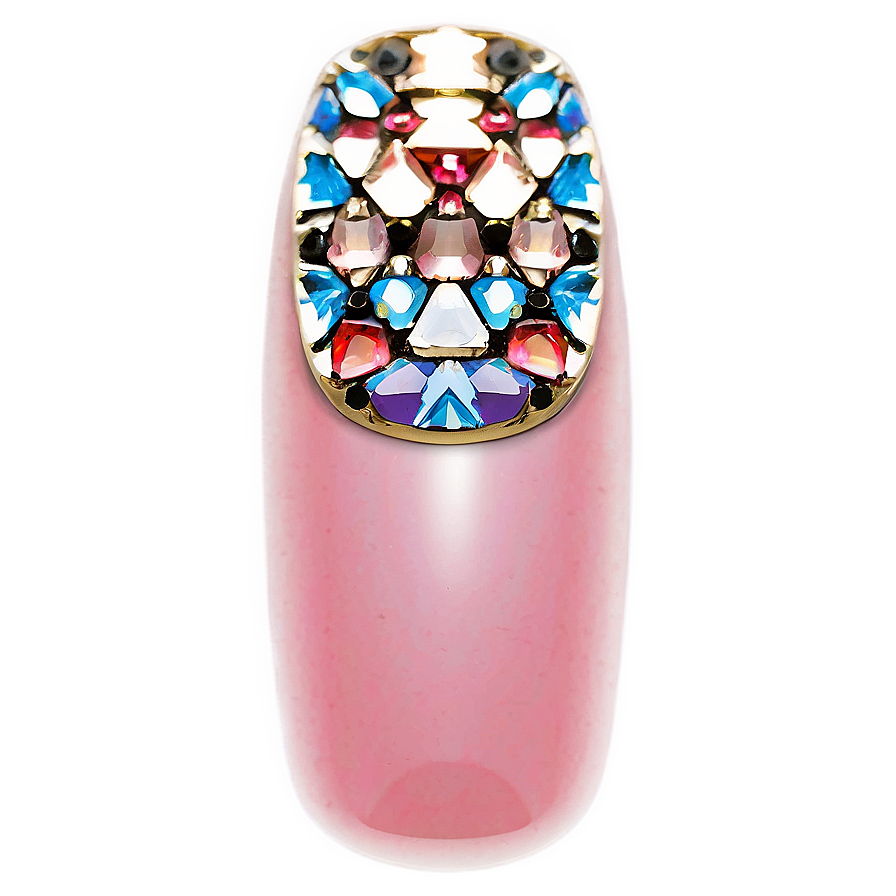 Rhinestone Single Acrylic Nail Png Vnf65