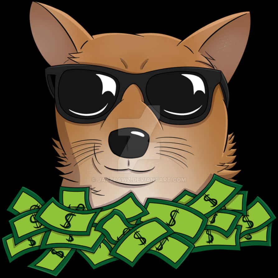 Rich Doge Memewith Sunglassesand Money