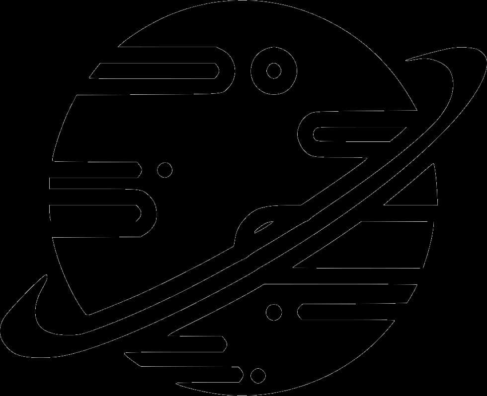 Ringed Planet Outline Graphic