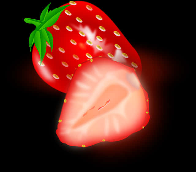 Ripe Strawberryand Slice Illustration