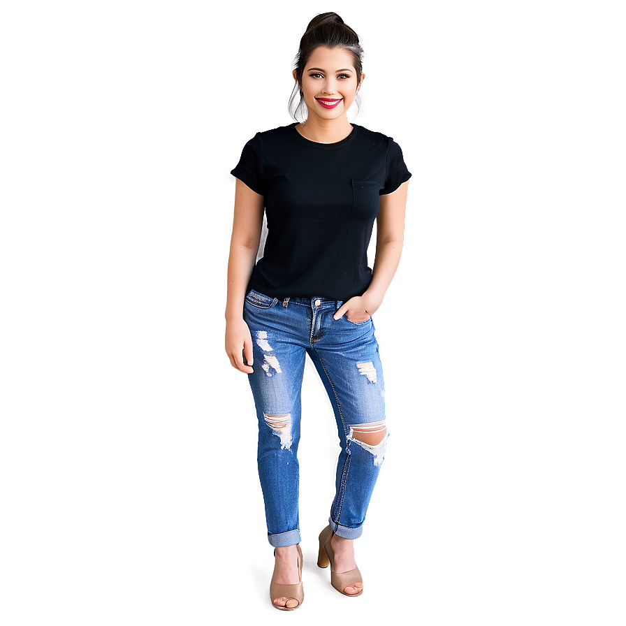 Ripped Folded Jeans Png 06272024