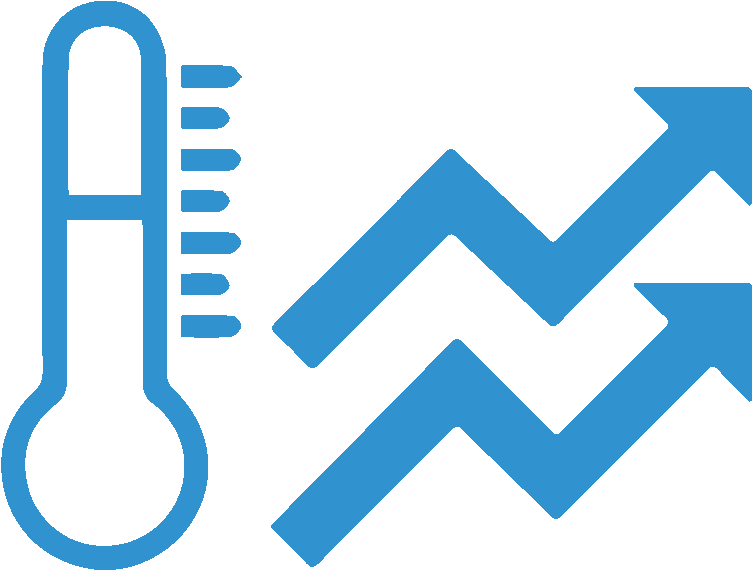 Rising Temperature Graphand Thermometer Icon