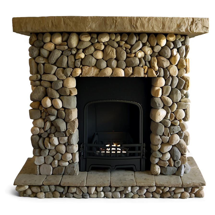 River Rock Fireplace Surround Png Evl