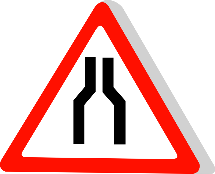 Road Narrowing Sign