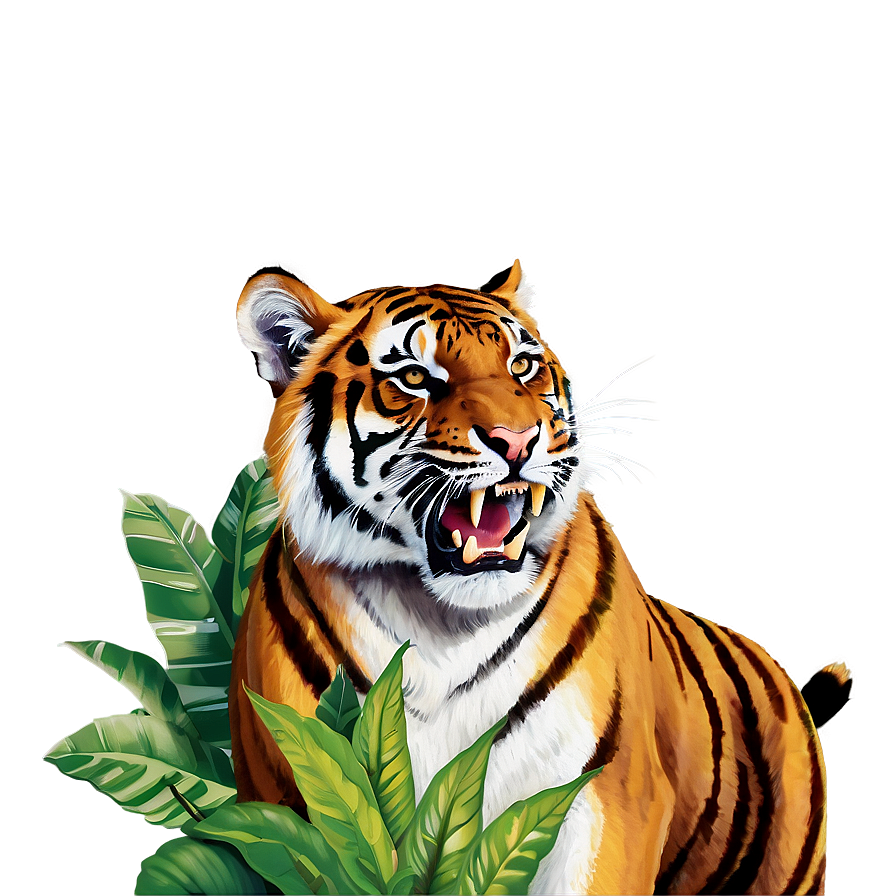 Roaring Tiger In Jungle Png Vll37