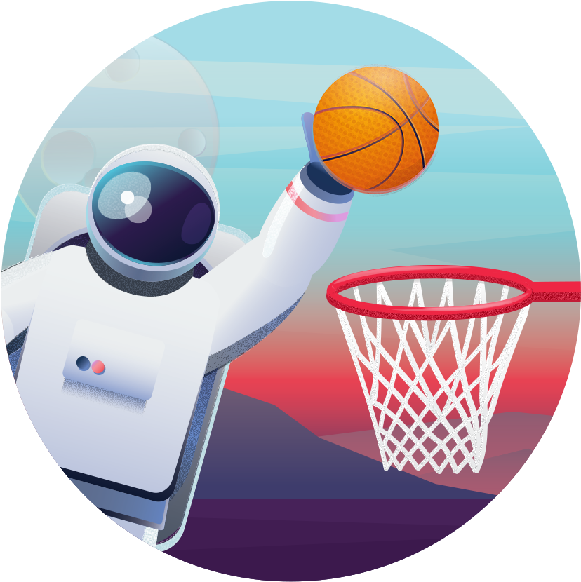 Robot Basketball Shooting Graphic