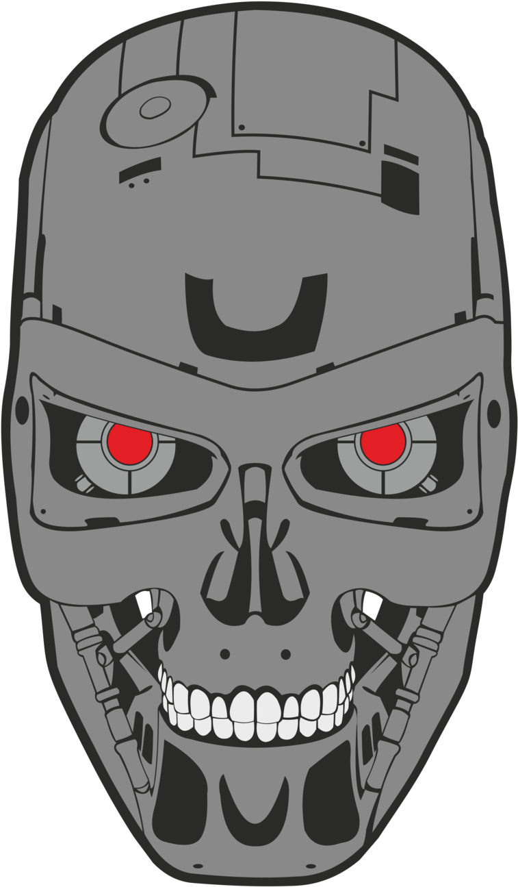 Robotic_ Skull_ Red_ Eyes_ Vector