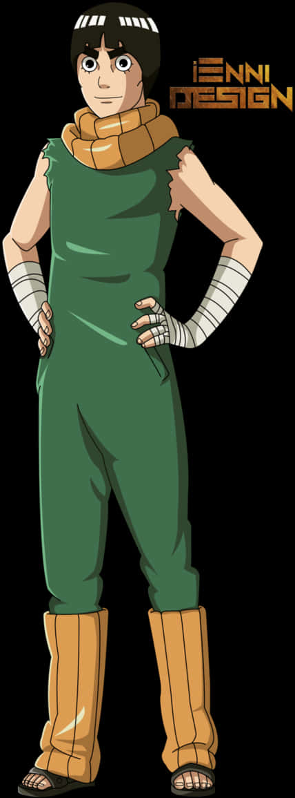 Rock Lee Anime Character Standing Pose