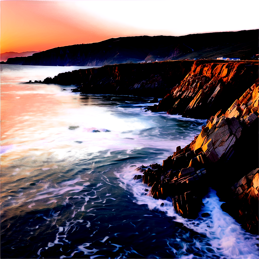 Rocky Coastline At Sunrise Photo Png Axy68