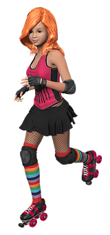 Roller Skating Girl3 D Character