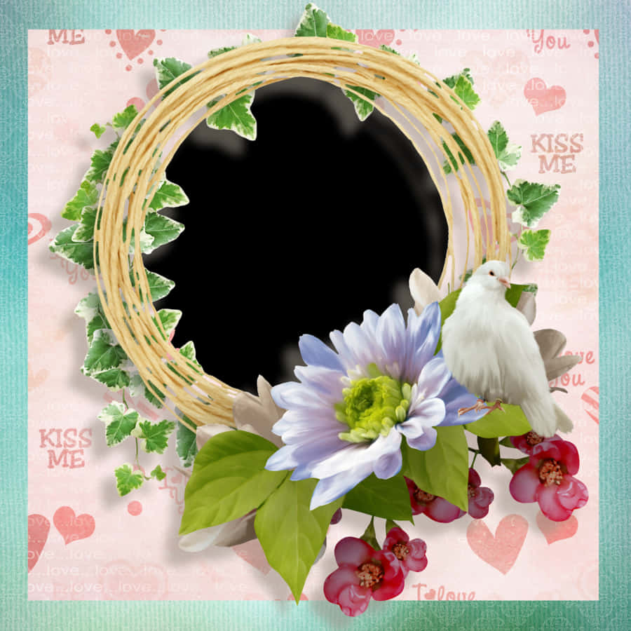 Romantic Floral Framewith Dove