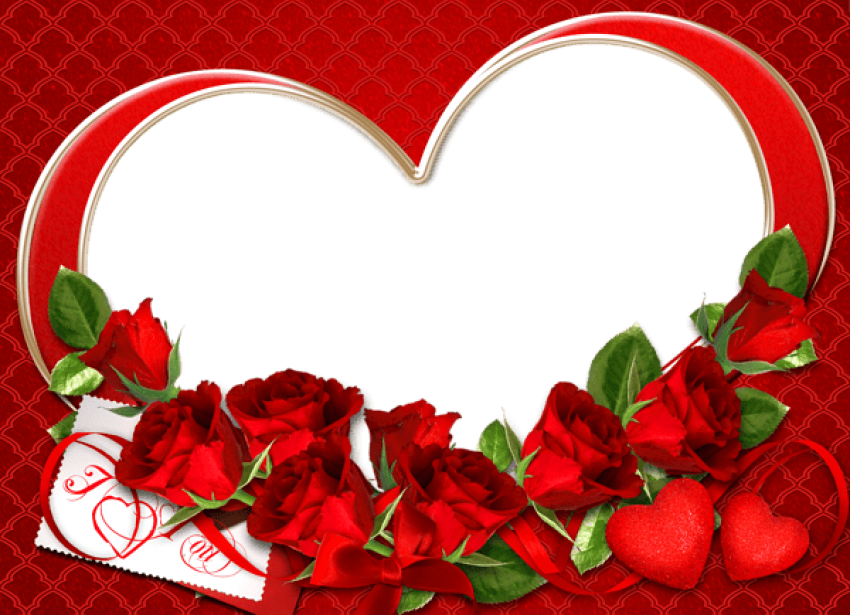 Romantic Heart Framewith Red Roses